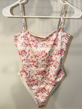 Silky Floral Print One Peice Swimsuit